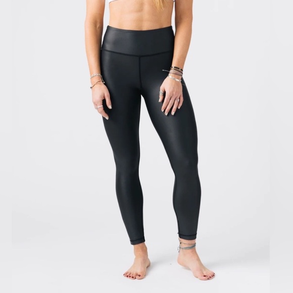 ZYIA Pants - ZYIA Black Metallic Light n Tight High Rise Leggings